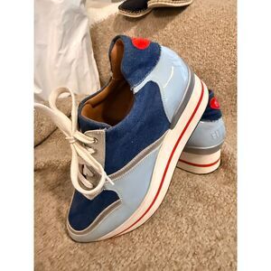 FITMAMA Victoria Low Top Maxi Platform Sneaker in Denim size 8.5